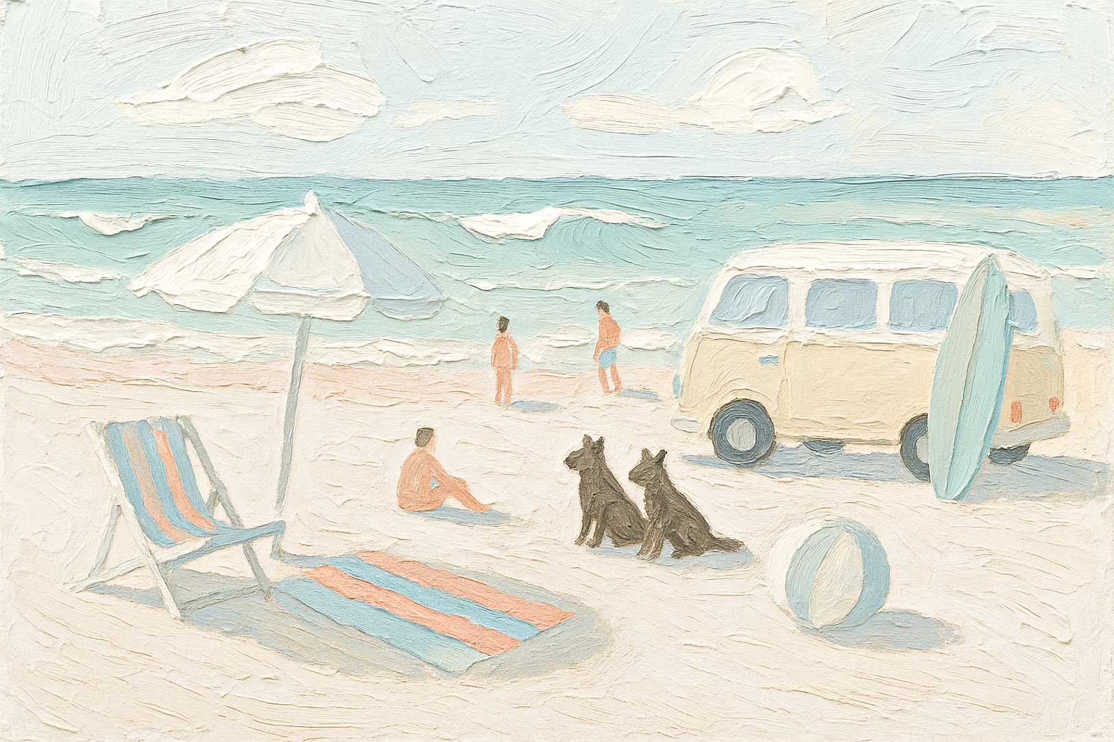 oil painting beach scene print