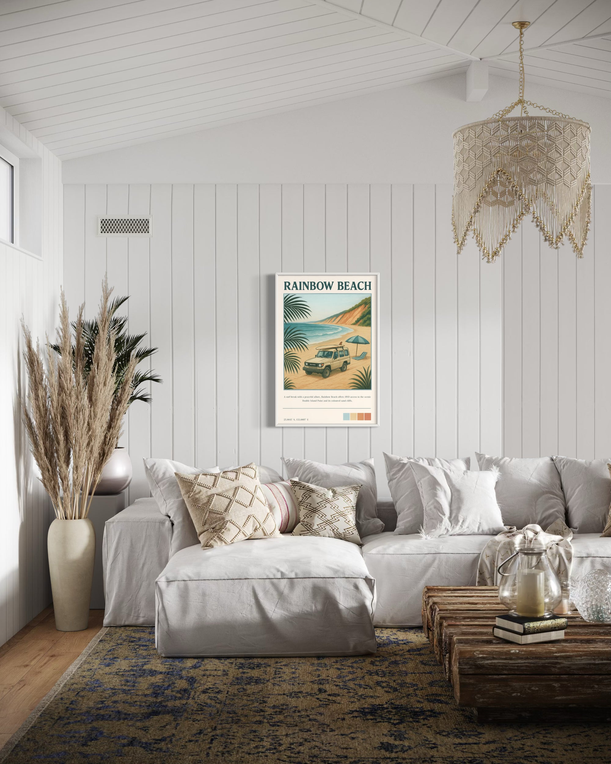 Rainbow Beach vintage surf poster